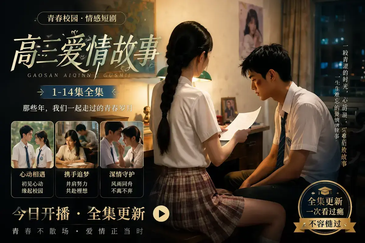 AI短剧《B中爱情故事》全集免费看-高三爱情故事4K超清未删减-极光影院在线播放-带你重返十七岁
